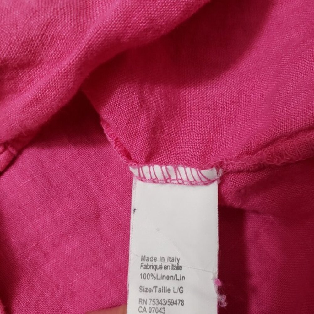 Rosemarine Top Womens Large Pink Linen Long Sleeve Button-Up - Picture 4 of 10